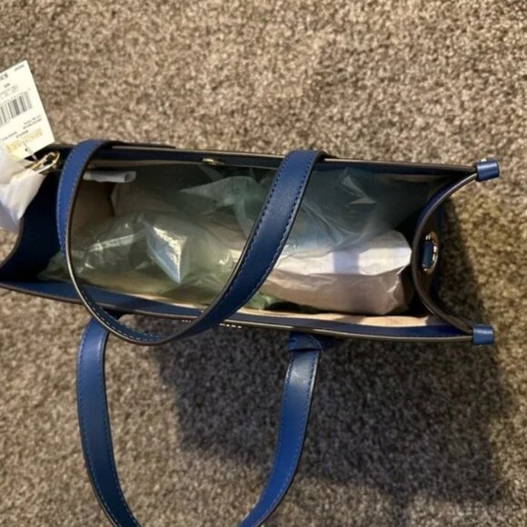 NEW Large Michael Kors Maple brown tote bag River Blue handles & shoulder strap - Picture 10 of 11